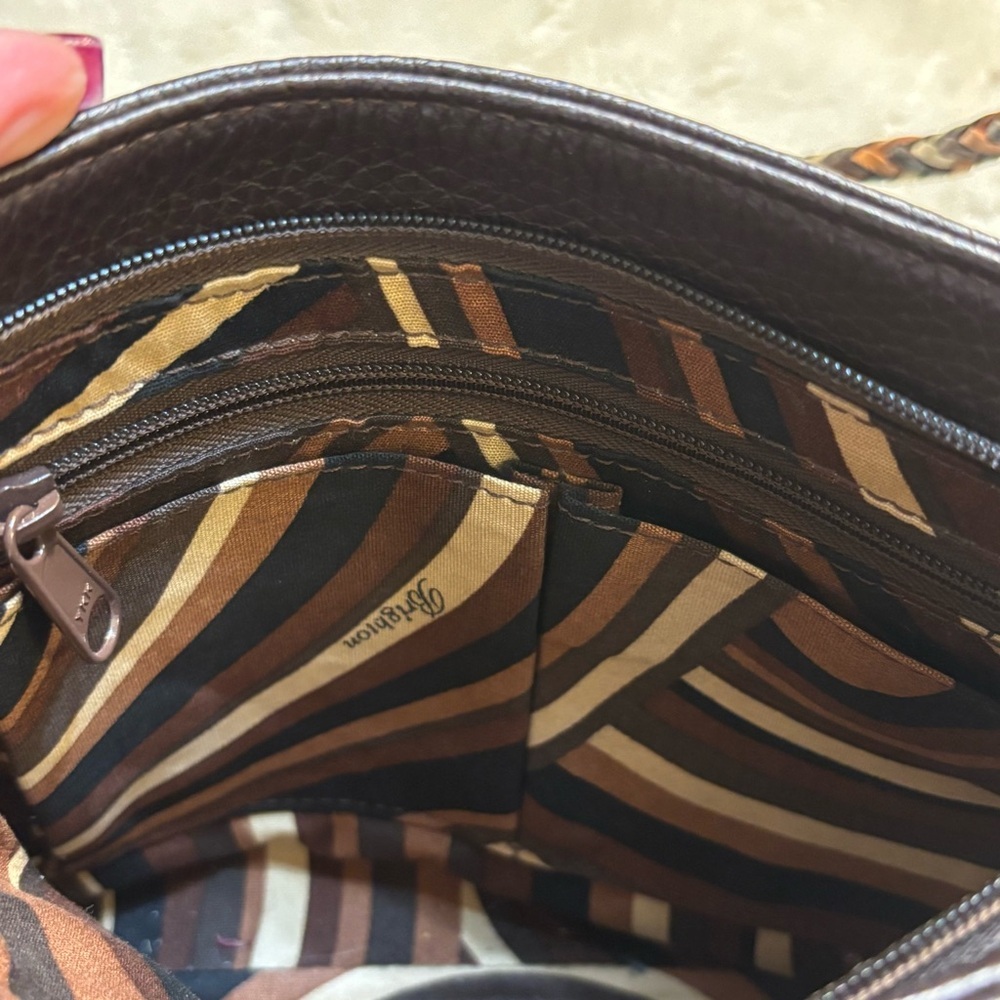 NEW Brighton Barbados Bag Leather Dark Brown Crossbody / Shoulder Braided Strap - Picture 9 of 16